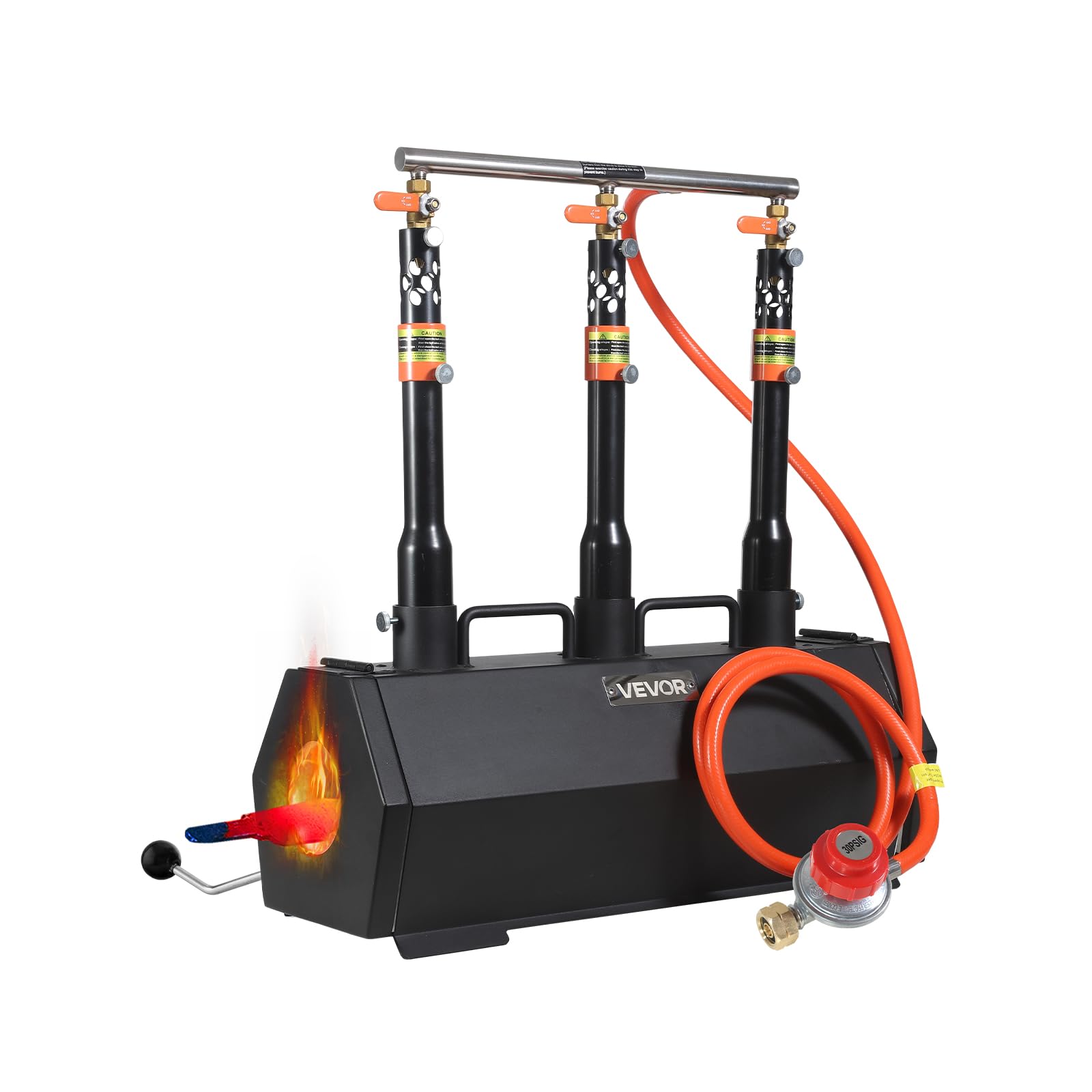 VEVOR Forgia Portatile a Propano con 3 Bruciatori, Forno a Gas Max. 1427℃ per Fabbricazione di Utensili Coltelli Metalli, Forgiatura e Maniscalco, Forno Esagonale in Acciaio Laminato a Freddo