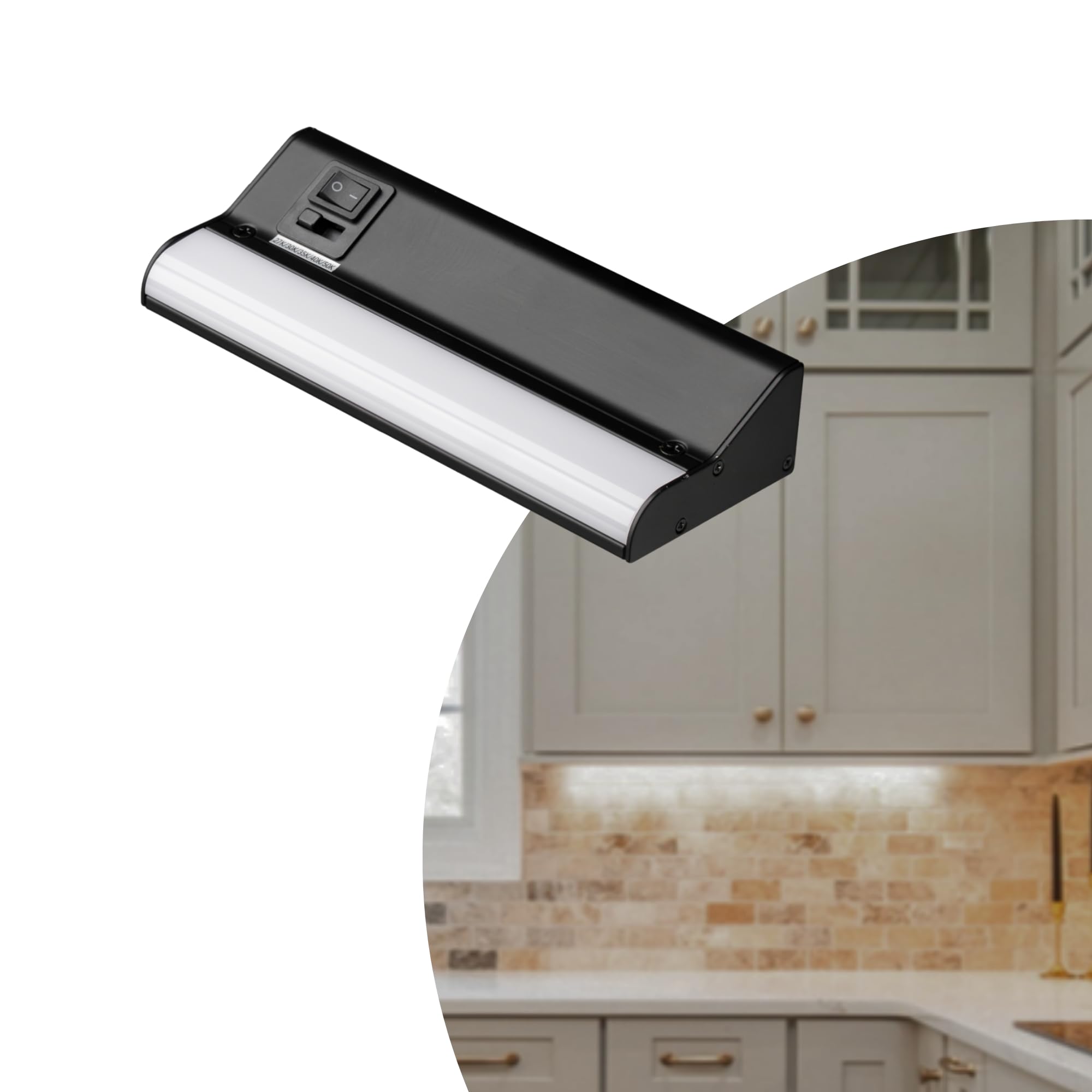 American Lighting 8-Inch LED Courant Undercabinet Light Without Receptacle, 5CCT, Black Finish, 120V AC, 5W, 300 Lumens, CRI 90, 15 Amp, Ideal for Kitchen, Workspace, Retail Display, Under Shelve