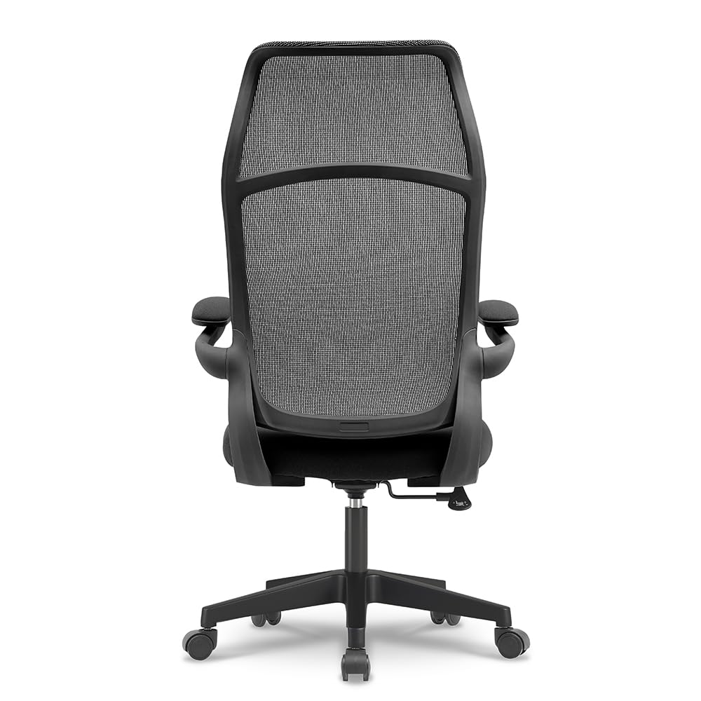 Waytex Poltrona da ufficio ergonomica in tessuto – schienale alto traspirante in rete, braccioli 2D sollevabili e girevoli, meccanismo basculante centrato, altezza seduta regolabile – nero