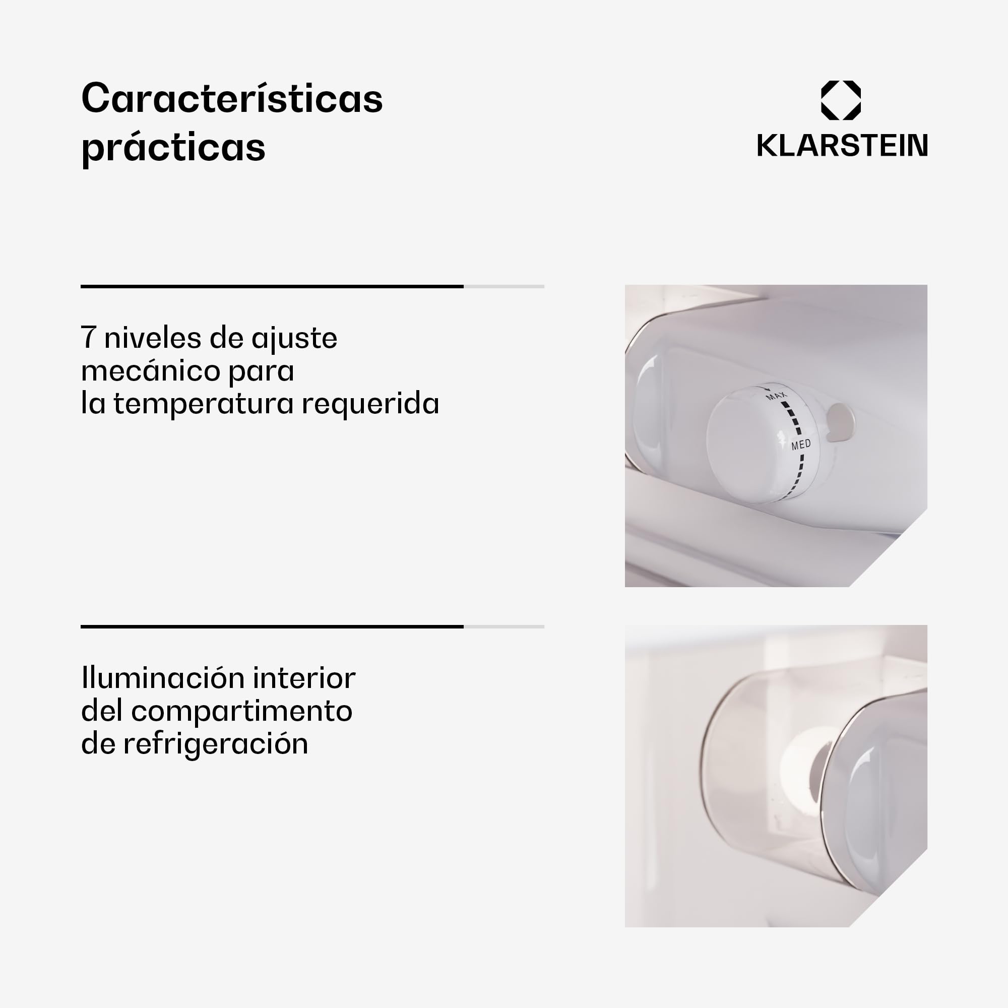 KLARSTEIN Big Daddy Cool – Combinación Nevera-Congelador, Neveras silenciosas de 86L de capacidad, Eficiencia energética clase E, Frigorífico de 61L, Congelador de 25L