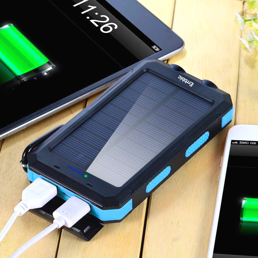ERRBBIC Solar Power Bank Portable Charger 20000mah Waterproof Battery