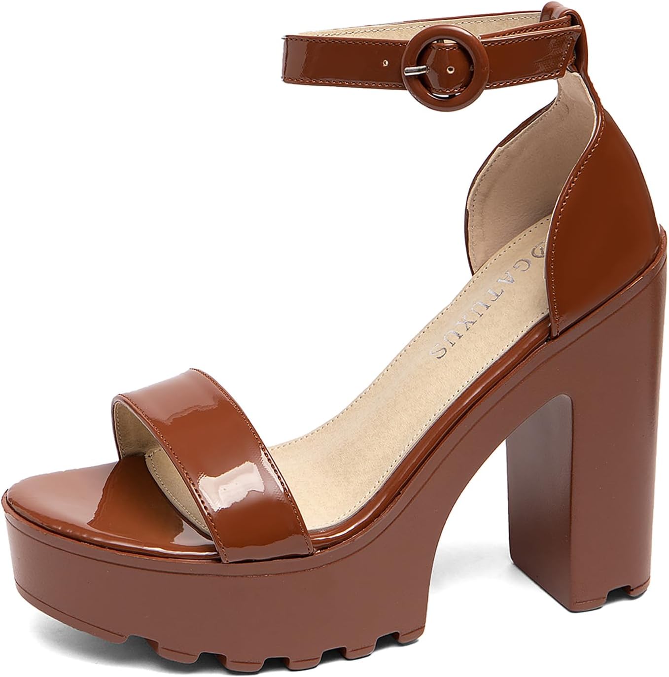 GATUXUS Women's Platform Block High Heels - Chunky Lug Sole