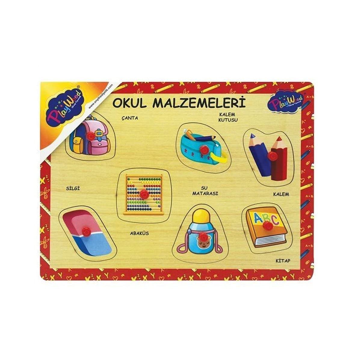 Playwood Ahşap Tutmalı Puzzle Okul Malzemeleri