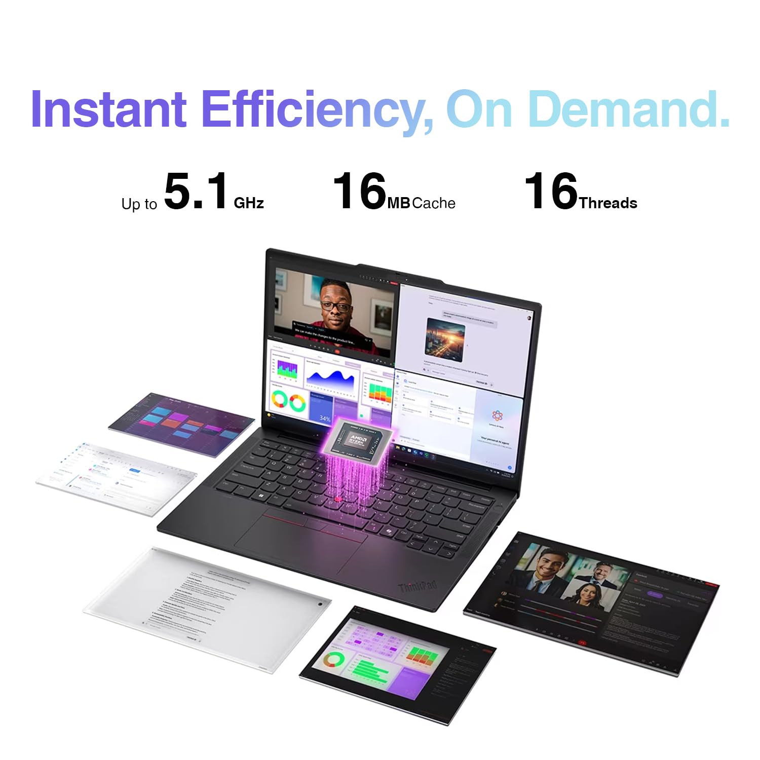 Lenovo ThinkPad E14 Gen 7 AI Business Laptop 14" FHD+ Display (AMD Ryzen 7 250 (Beat Ryzen 5 7535U), 16GB DDR5, 512GB SSD, Copilot, Backlit, Fingerprint, 5M RGB Webcam, Thunderbolt 4, Win11Pro), 2026 - 4