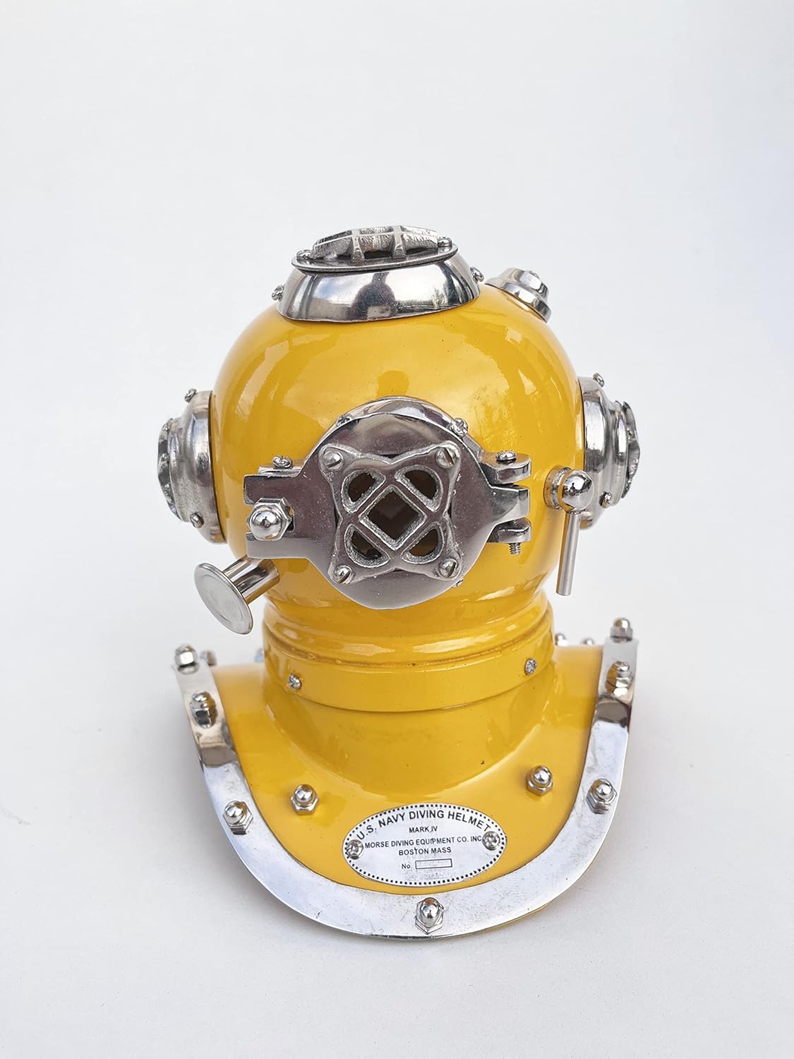 Mini casco de buceo amarillo US Navy Mark V Casco de buceo náutico Deep Diver Hekmet 15.2 cm Tabla a artículo