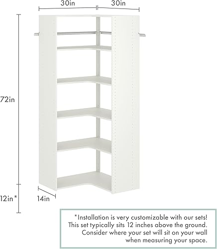 Miniatura 9 de Easy Track PH42-TR - Kit de almacenamiento de ropa con torre de esquina ajustable, organizador de armario, trufa