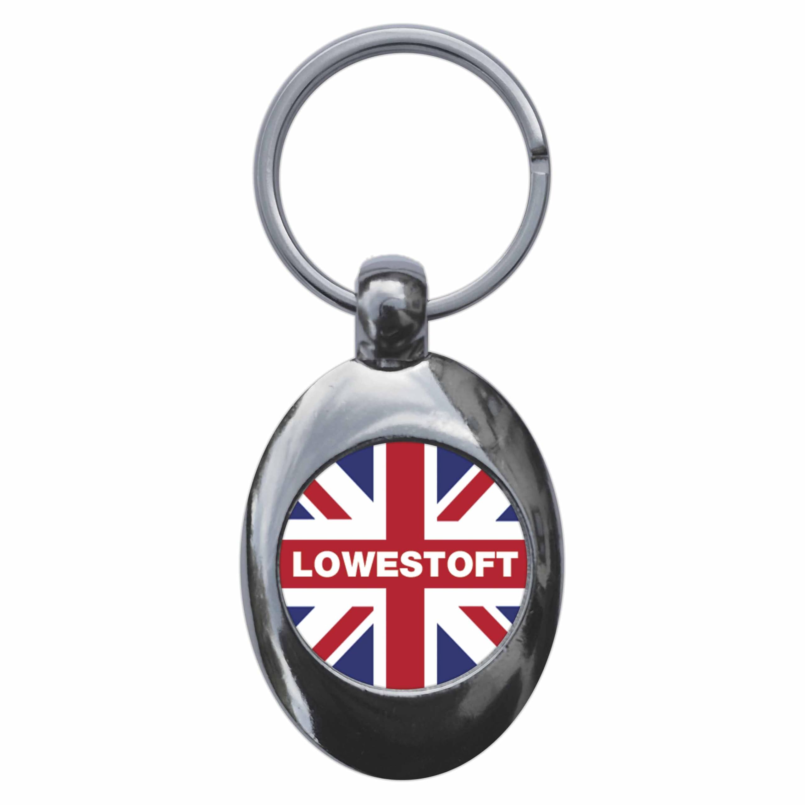 Ozorath Lowestoft Union Jack Keyring Keychain With Trolley Coin