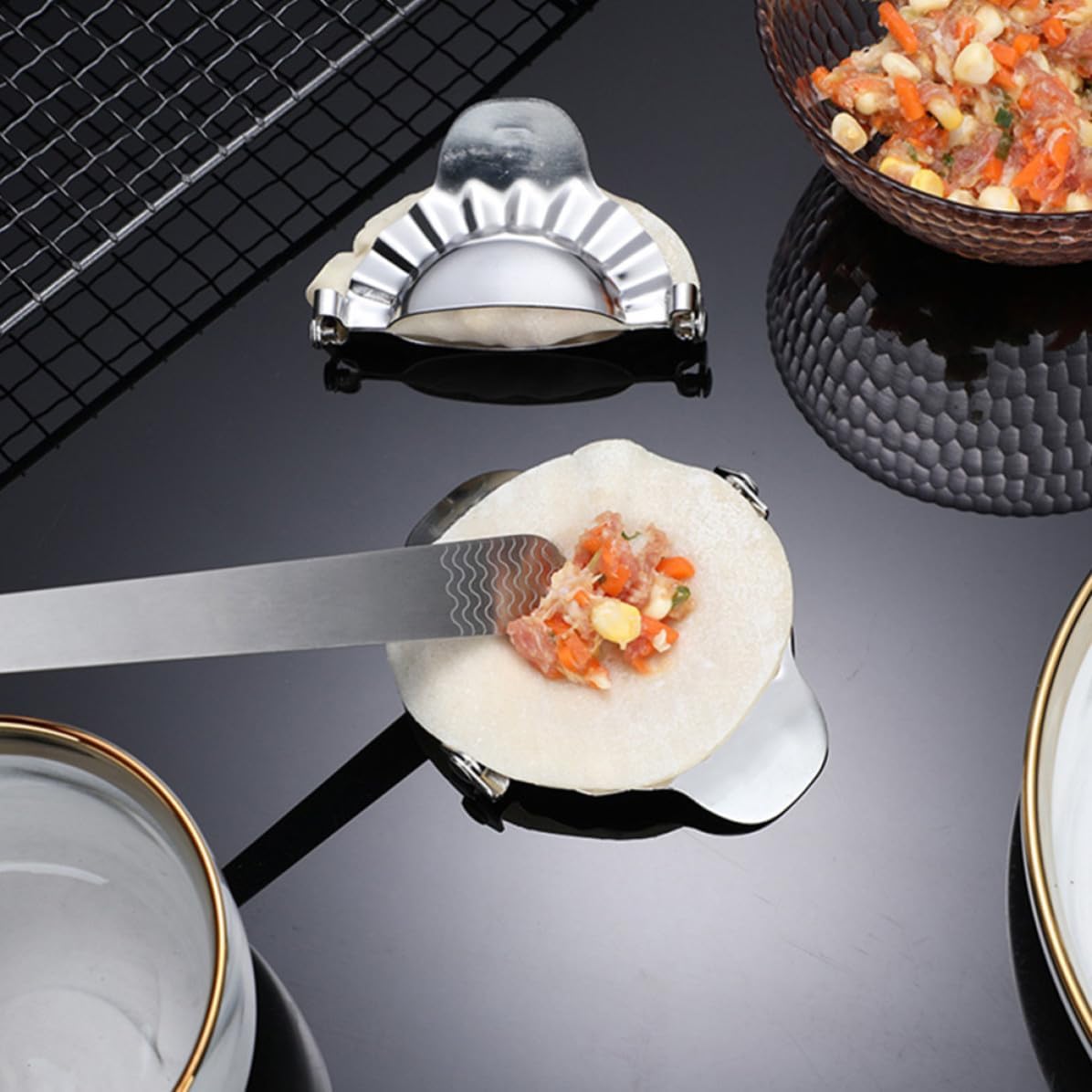 Handheld Dumpling Mould Maker Xmas Stainless Steel Manual Kitchen Gadget image 4