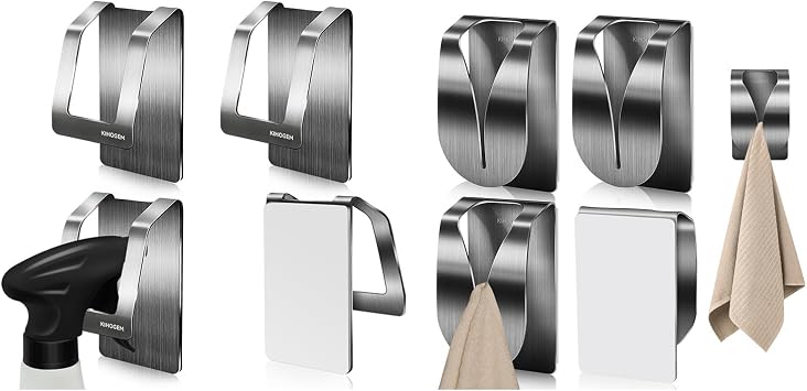 4pcs Spray Bottle Hanger & 4pcs Adhesive Kitchen Towel Holders