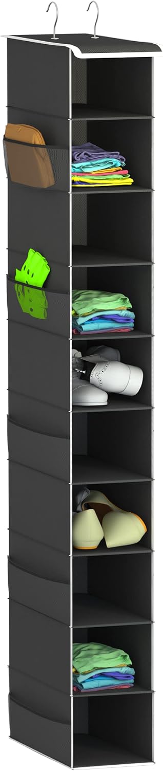 Libeder Hanging Shoe Organizer, 10-Shelf Closet Organizer with 6 Mesh Side Pockets