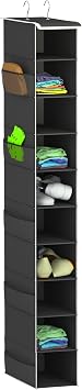 10-Tier Hanging Shoe Organizer for Closet, Black