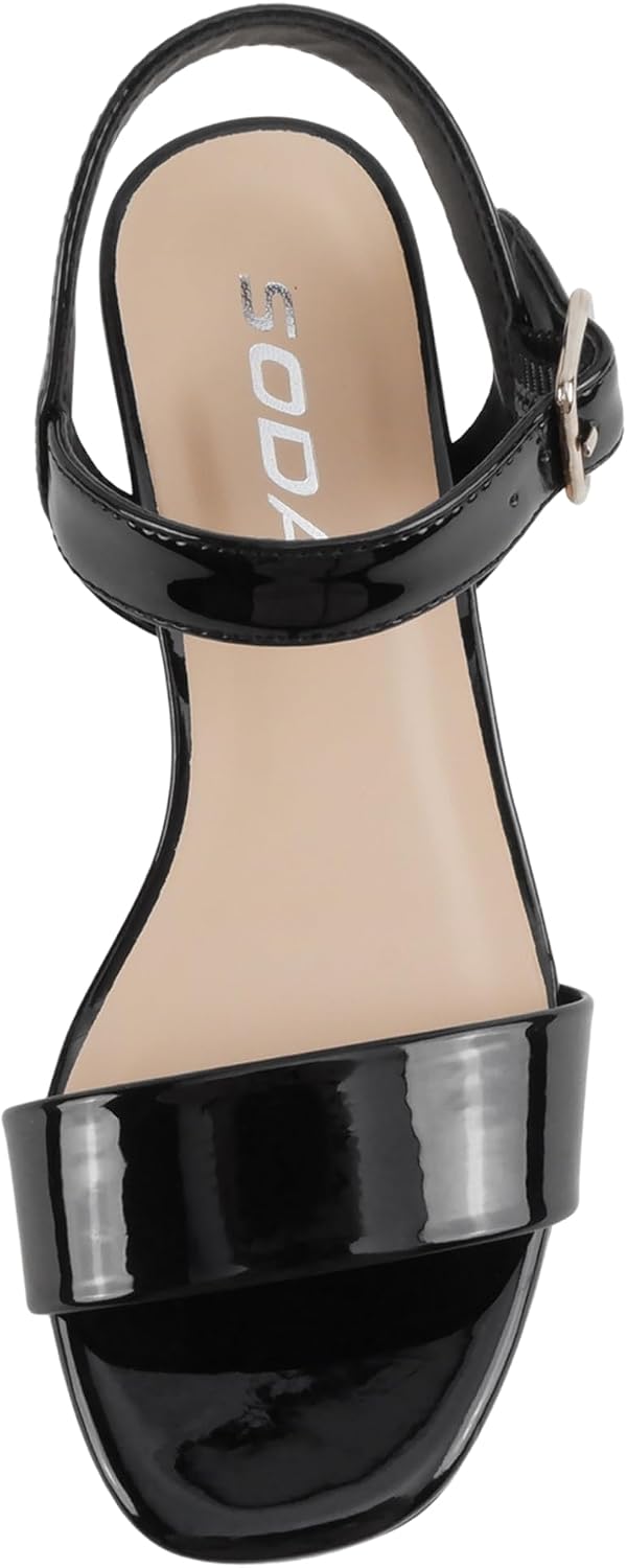 Soda Kasel-2 ~ Little Kids/Children/Girls Square Toe Dress Sandal with Adjustable Ankle Strap