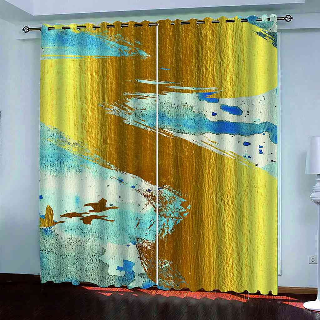 Rideau occultant enfant pour chambre ou salon occultation thermique graffiti doré 200x160