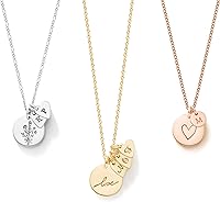 EndlessStory Custom Initial Necklace for Women: 13mm Symbol Disc + 6mm Letter Charms in Sterling Silver & 14K Gold Filled - Dainty Mom Necklace with Kids Initials