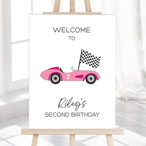 Miniatura 4 de QSIPVANG Letrero personalizado de decoración de cumpleaños de dos rápidos, decoración de pared de lienzo con temática de autos de carreras, pancarta