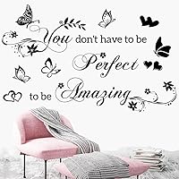 Vista 3 de Calcomanías de pared para dormitorio, citas inspiradoras, calcomanías de pared con texto en inglés «You Don't Have to Be Perfect to Be Amazing