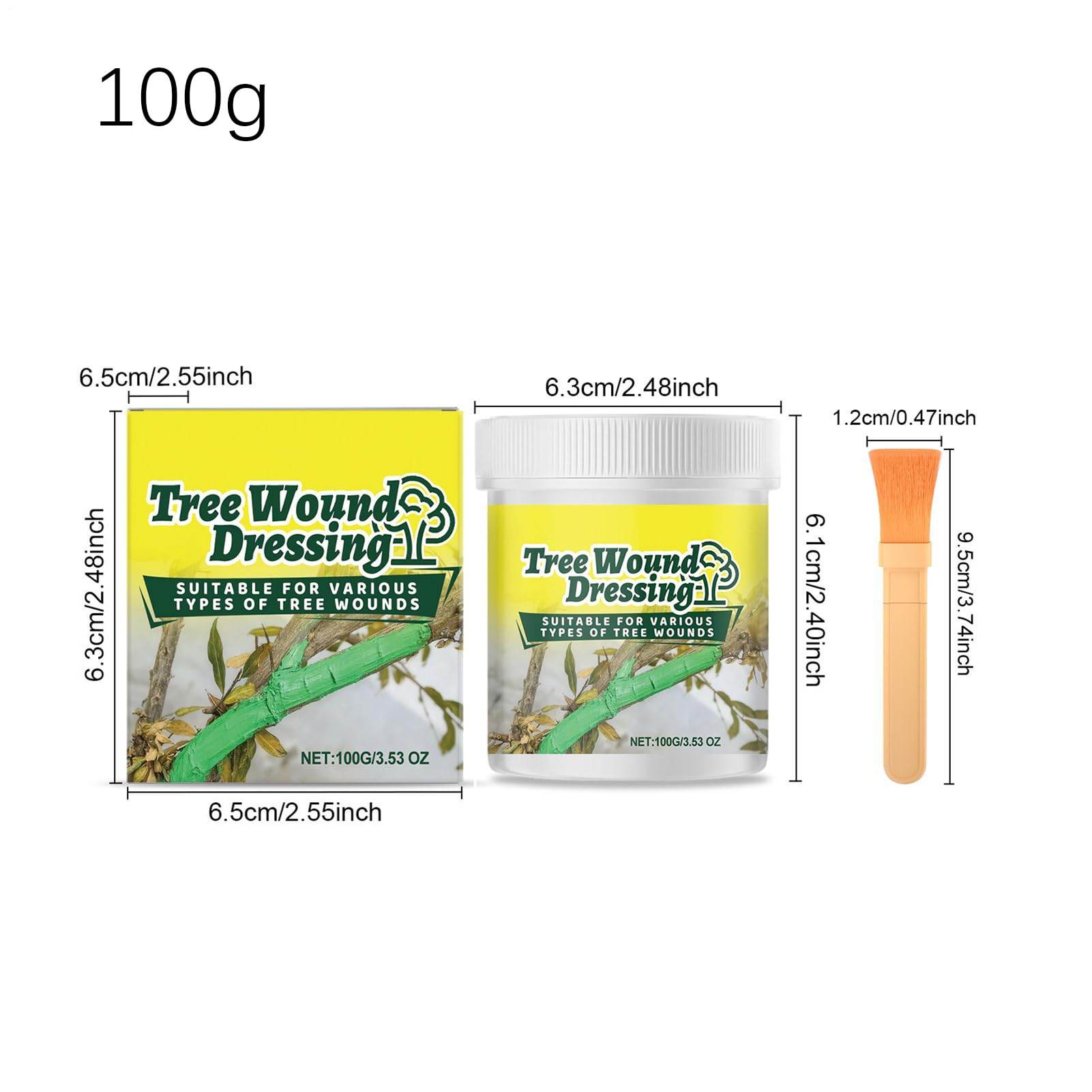 Sigillante per ferite per alberi – 100 g di medicazione per piante – corteccia di alberi – chiusura ferita con pennello – per arbusti tronchi vegetali danneggiati corteccia giardino paesaggio
