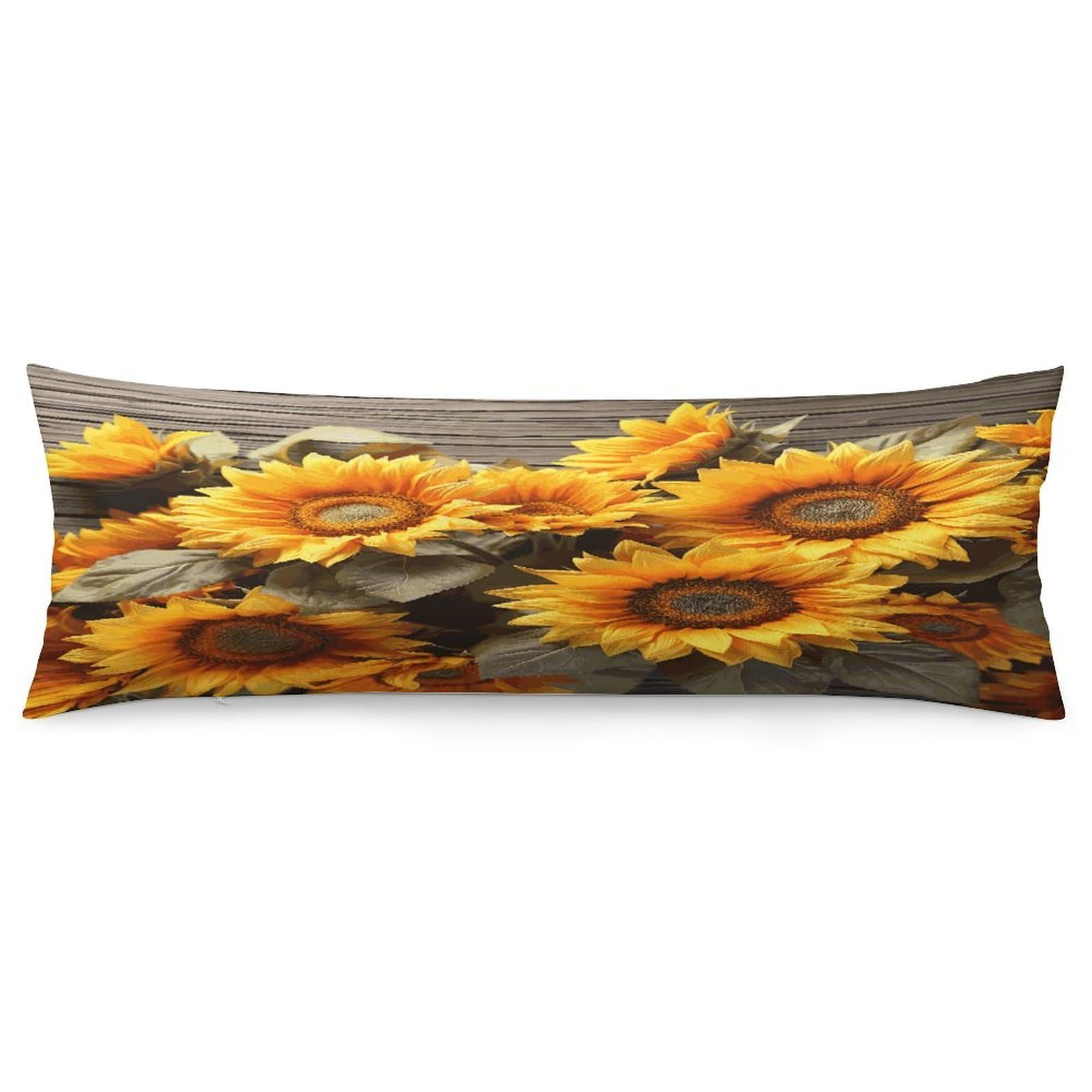 Plants Theme Sunflower Pillowcase Decorative Long Body Pillow Case Soft Breathable Body Pillow Cover Modern Large Pillowcase Cute Body Pillow Pillowcases for Bedroom Couch 18.9 X 53 Inch