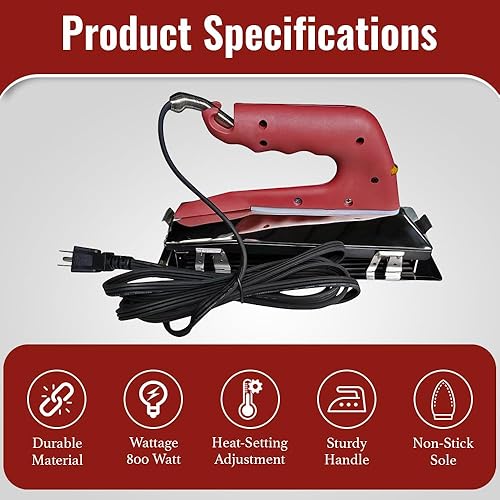 Miniatura 4 de ZY305 10 pulgadas. Hierro de costura de alfombra de 800 vatios