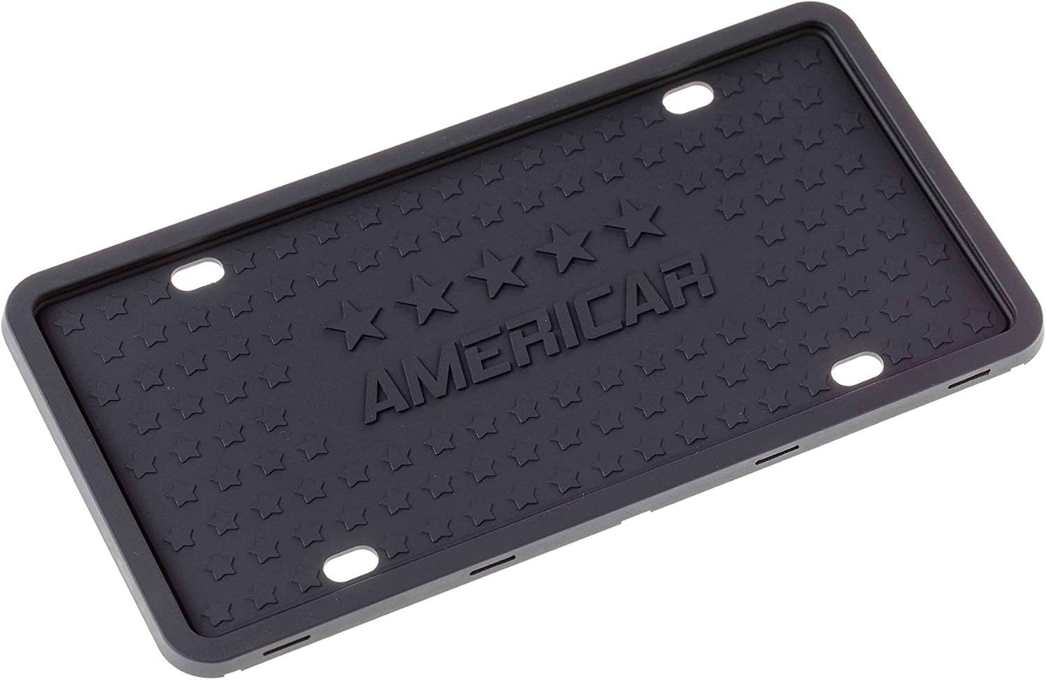 AMERICAR License Plate Frame 1 Pack Kit – Black Silicone License Plate Frame – Rattle Proof, Scratch Proof, Rust Proof, Street Legal License Plate Holder – Mounting Screws Included