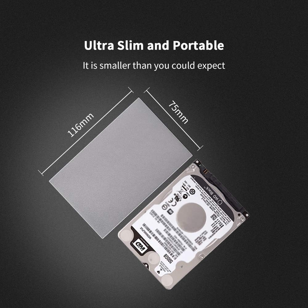 SSK Aluminum USB3.0 to SATA 2.5” External Hard Drive Enclosure Adapter, Ultra Slim Hard Disk Case housing for 2.5 Inch 9.5mm 7mm SATA HDD and SSD, UASP SATA III Supported : Electronics
