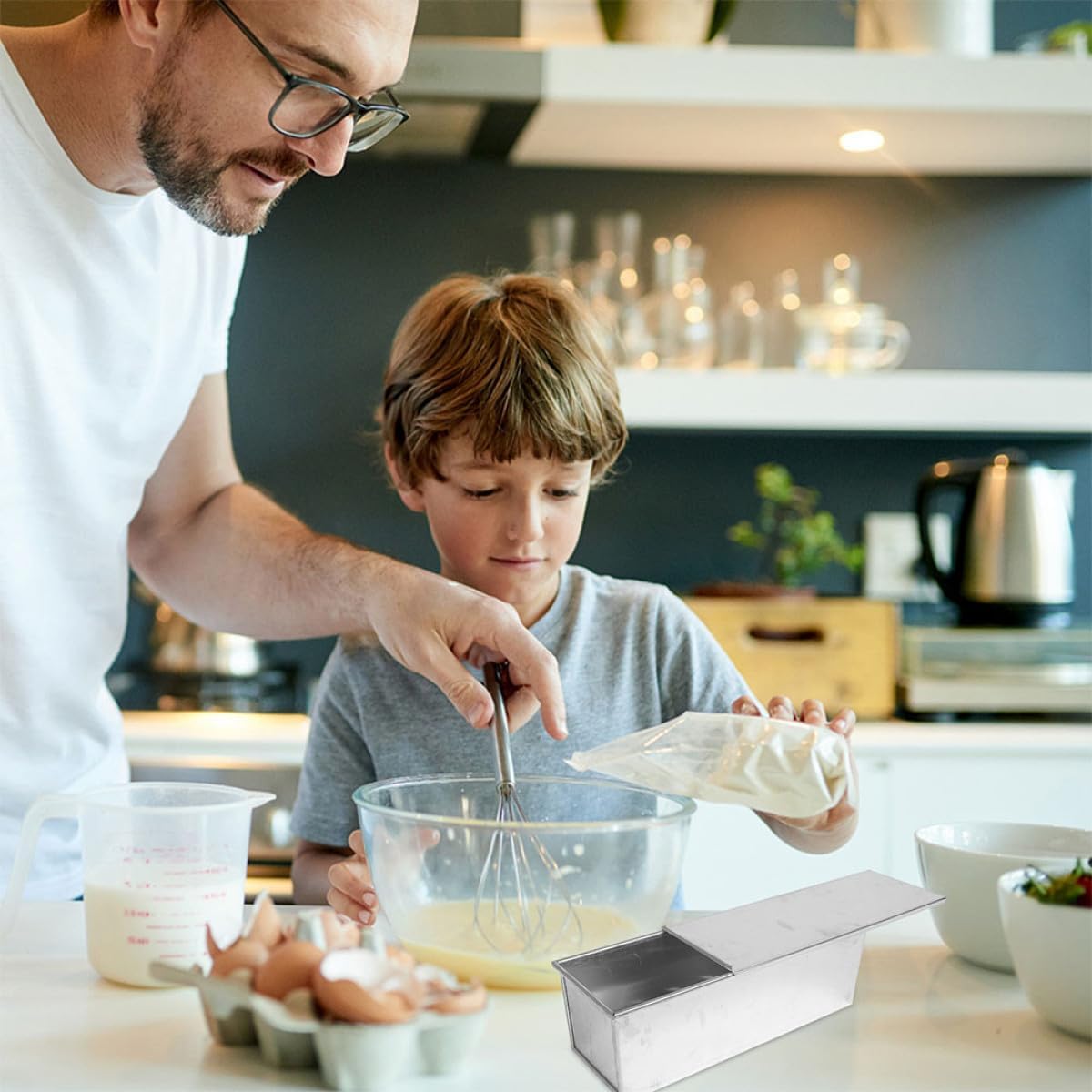 Non-stick Bread Loaf Pan with Lid 1000g Capacity Reusable Small Toast Mold Baking Pan for Oven Household Bread Baking Supplies