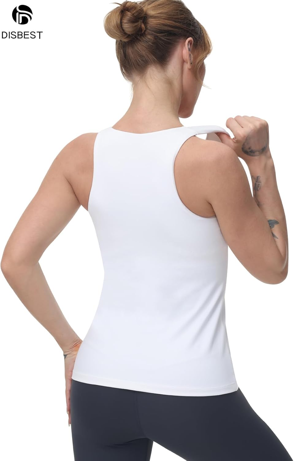 High Neck Workout Tank Tops Sports Bras for Women Full Coverage Tank with Built-in Shelf Bras Racerback Yoga Gym Shirt - Image 2