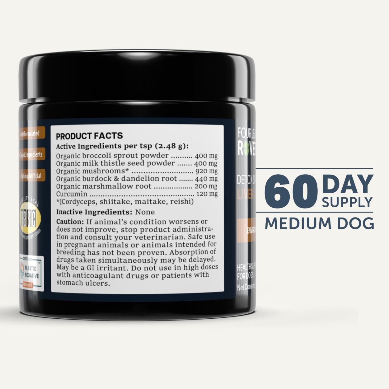 Four Leaf Rover Dog Liver Support - with Organic Milk Thistle & Mushrooms - with Kidney Support - Detox & Cleanse - Veterinarian Formulated