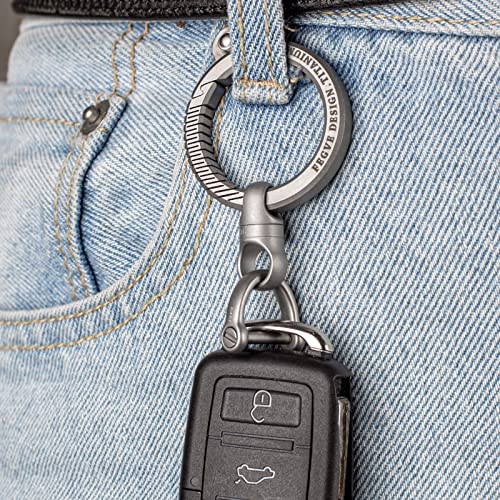 Image of FEGVE Titanium 360 Swivel Key Ring with 1 /2″ D Ring Keychain for Car Key | Very Mini Key Link Connector, Titanium ultra-light, Rust-proof, Anti-deform, Tangle-free Swivel