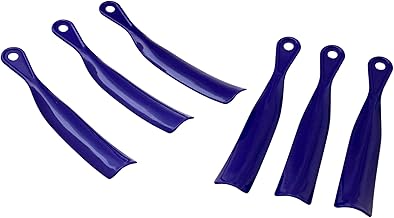 6-Pack Blue Plastic Shoehorns – 9.75" Lightweight Shoe Horns for Men, Women, Seniors – Durable Easy-Slide Shoe Helper with Hanging Hole for Home, Travel & Everyday Use