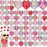 Hillban 72 Pcs Valentines Day Dog Bandanas Bulk Love Dogs Bandanas Valentine's Day Pet Scarf Soft Dogs Triangle Scarfs Valentine Pet Bandana Red Pink Dog Scarf, Small and Medium Pets