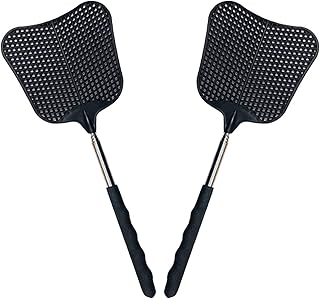 Foxany Telescopic Fly Swatters, Durable Plastic Fly Swatter Heavy Duty Set, Telescopic Flyswatter with Stainless Steel Handle for Indoor/Outdoor/Classroom/Office (2 Pack)