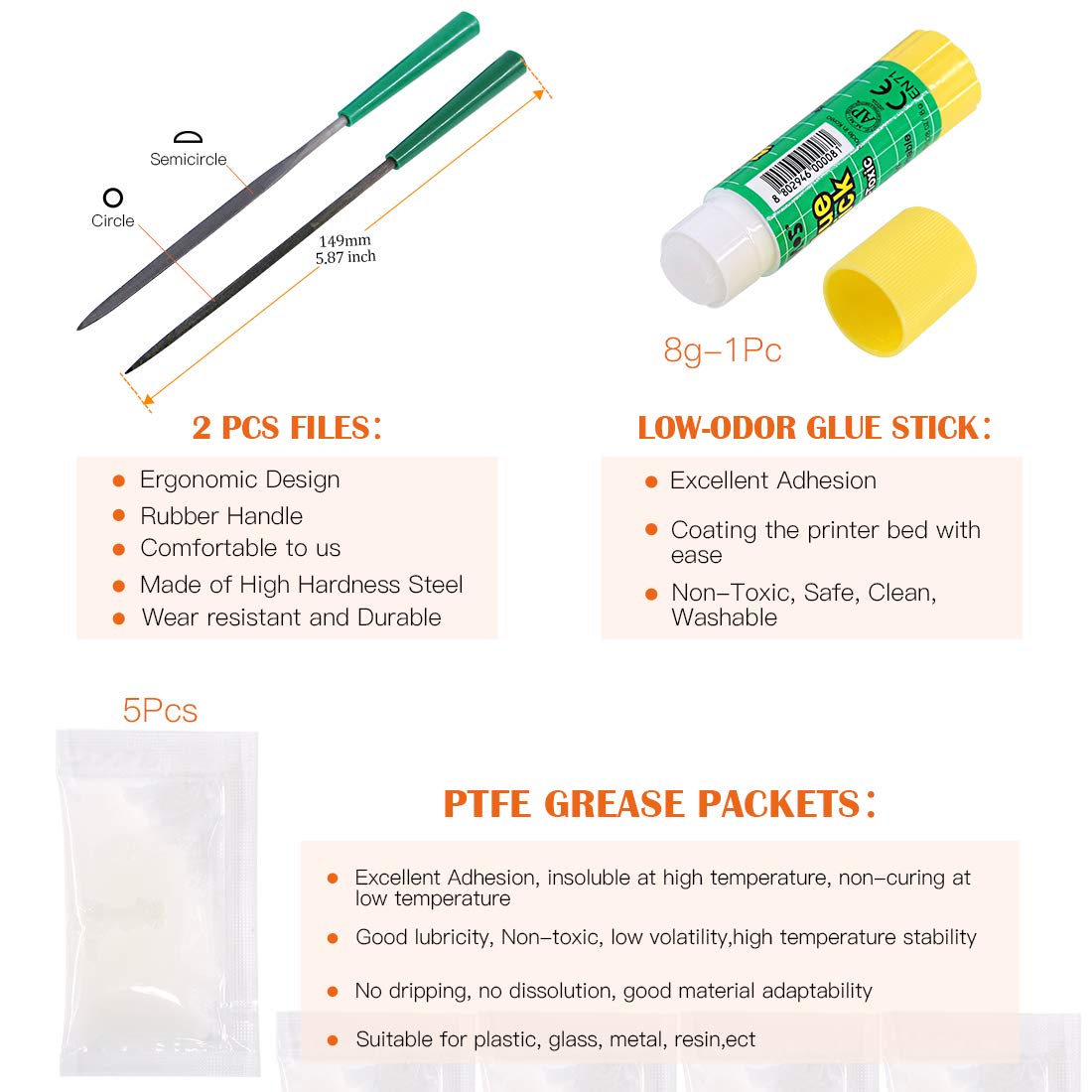 Rustark 25 Piece 3D Printer Tool Kit Full Range Tools for Cleanup Removal Finish Including Trimming Blade 0.4mm 0.35mm Needle Tweezers File Pliers Deburr Tool Scarpers Glue Stick : Industrial & Scientific