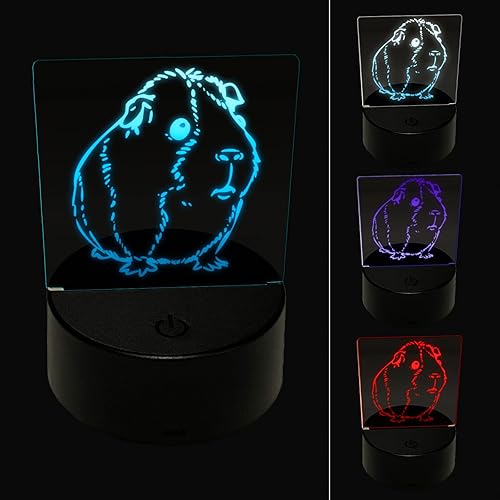 Sweet Guinea Pig 3D Illusion LED Night Light Letrero Nightstand Lámpara de escritorio