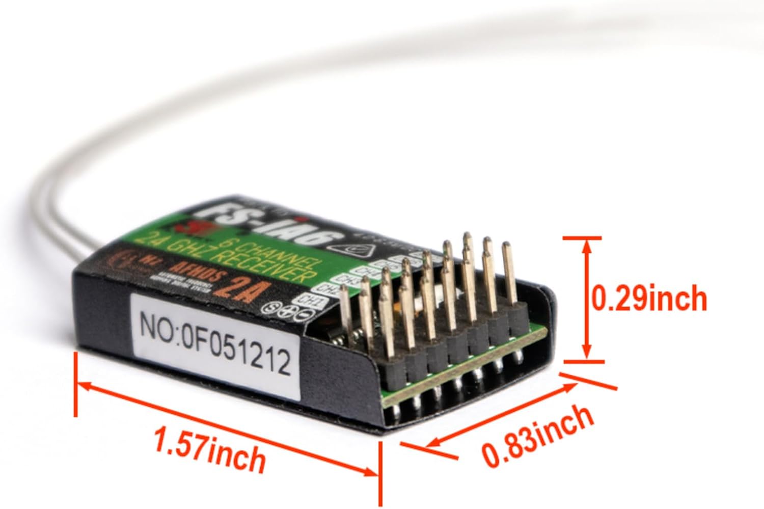 JeeFly RC Receiver FS-iA6 6-Channel 2.4GHz Remote Control Receiver with Dual Antenna Compatible with FS-i4/i6/i10/GT2E/GT2F/GT2G Transmitters for RC Airplanes, Helicopters & Drones