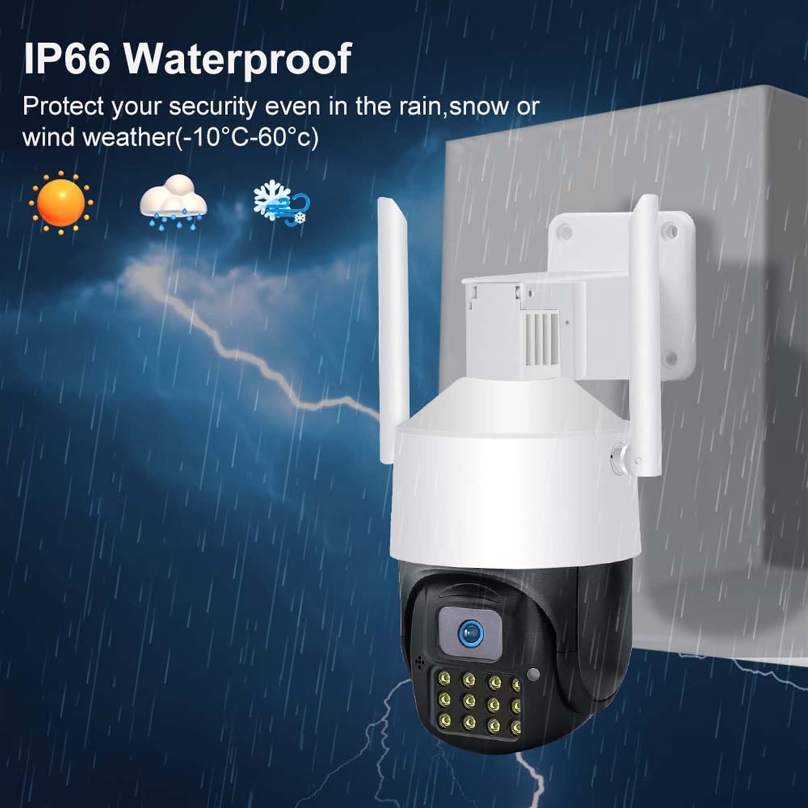 Kamera bezpieczeństwa, Kamera bezpieczeństwa IP Zewnętrzny 4-krotny zoom cyfrowy 5MP HD CCTV Nadzór Cam Monitor Wykrywanie ruchu Kolor Noktowizor H.265(5MP Add 64GB Card)
