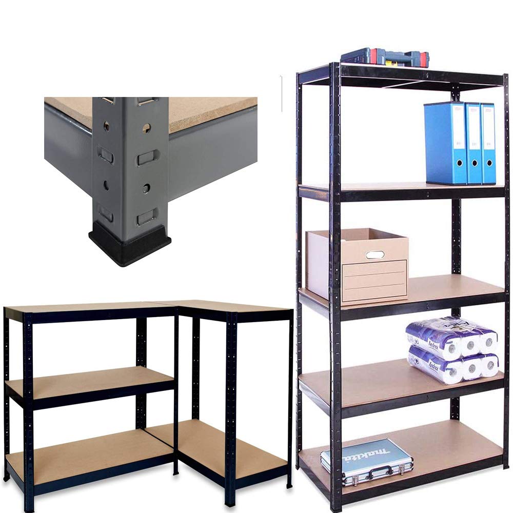 ANSIMIDA 5 Tier Heavy Metal Shelving Unit, 175KG Per Shelf, for Workshop, Shed, Office, Garage, 180x90x40cm