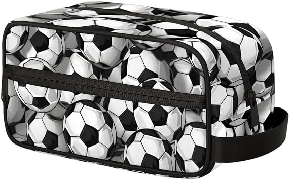 Soccer Boys Travel Toiletry Bag Waterproof Wash Bag Shower Shaving Bag Cosmetic Organizer Makeup Bag Portable Toiletries Accessories for Women Men Soccer Theme
