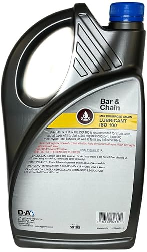 Miniatura 3 de D-A Lubricante  Aceite de barra y cadena para motosierras para todas las estaciones  ISO 100  Lubricante de cadena multiusos  Botella de 1 galón