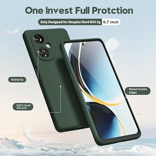 Miniatura 3 de oakxco Funda para teléfono Oneplus Nord N30 0.18 oz de silicona líquida, bonita funda delgada y delgada de goma suave de poliuretano termoplástico