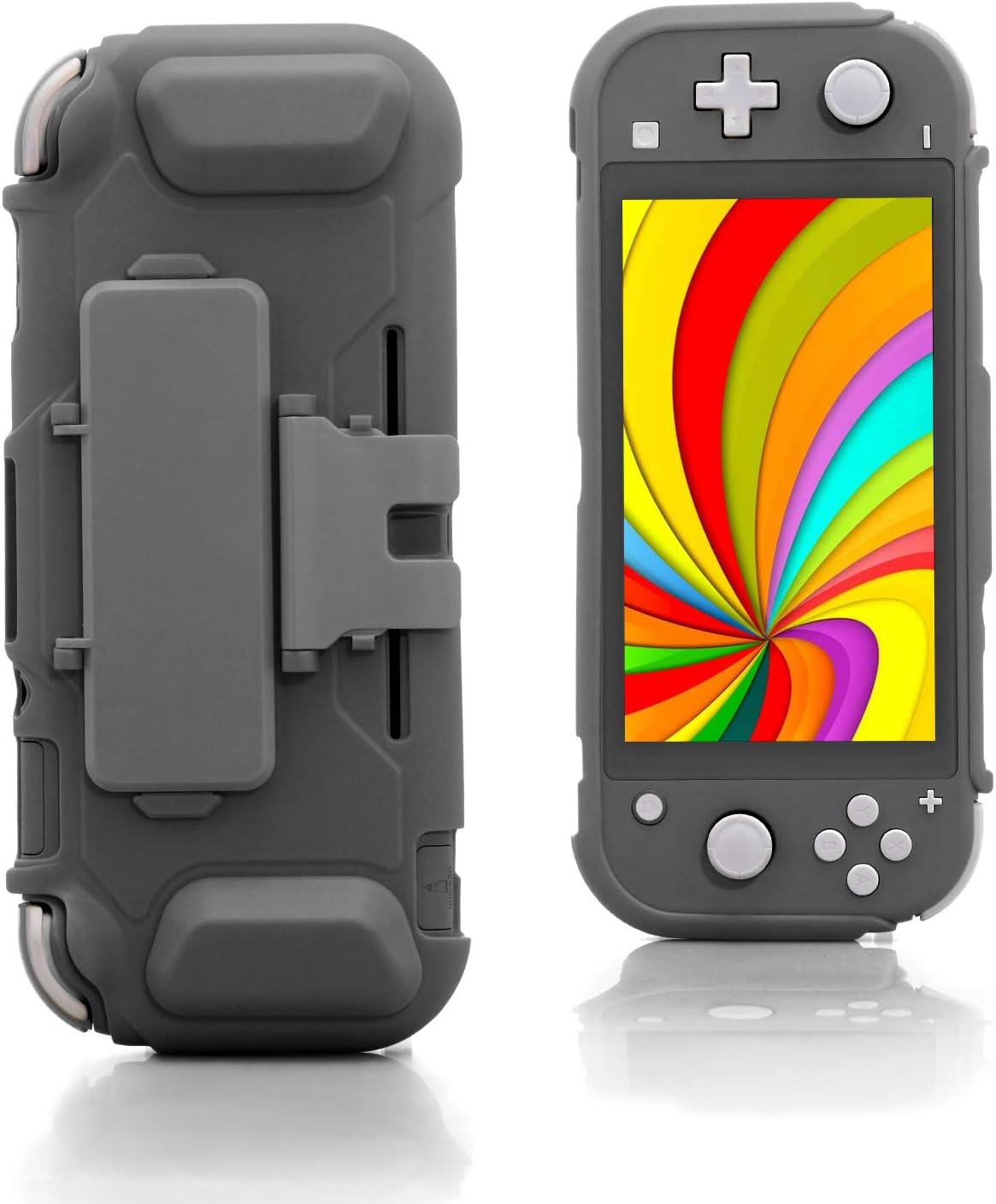 ECHZOVETPU Case for Nintendo Switch lite, Protective Case for Nintendo Switch lite with Game Card Storage and Kickstand - Gray