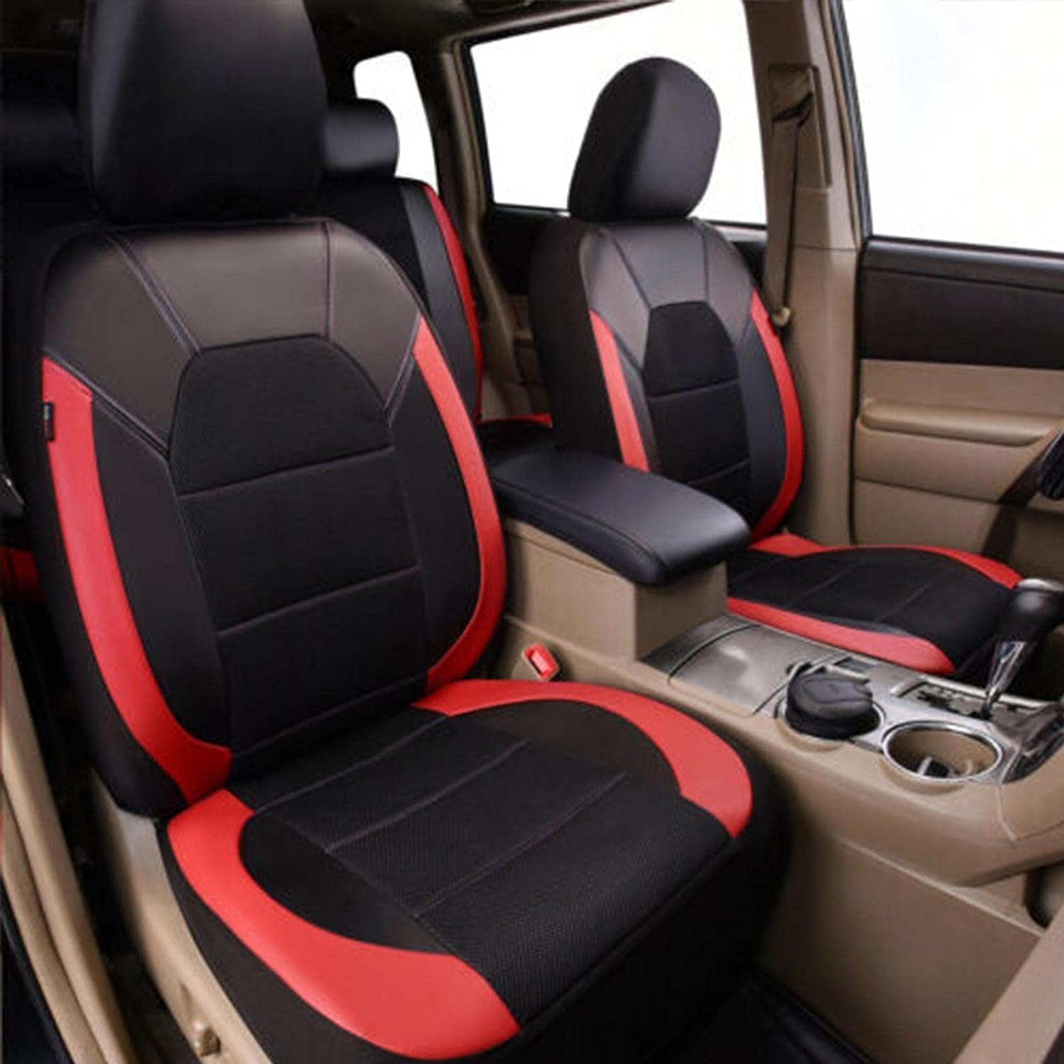 Funda Asiento Coche para Hyundai Terracan 2.9 CRDi, Fundas de Asiento de Coche Completo Juegos Cubreasientos Protectores Interior Accesorios,D-Red