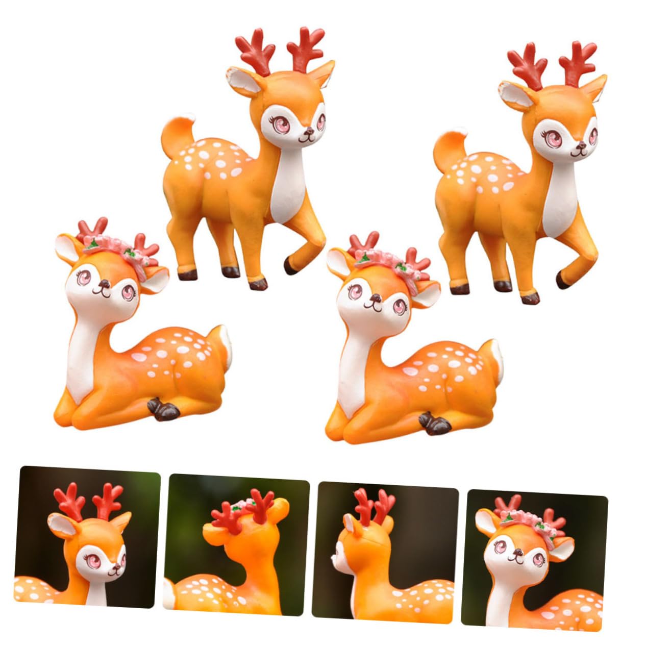 Amosfun 20stücke Cartoon Rehkitz Figuren Niedliche Tierornamente Für Cake Und Party-Dekoration REH Miniaturen Für Mikrolandschaften Und Pflanzgefäße