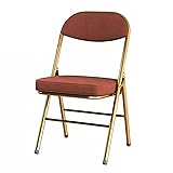 YCKEGEW Velvet Fabric Modern Folding Chair Padded Seat Folding Chair Dining Room Chair Gold Metal Frame,Study Chair for Adult Stackable Chair for Indoor and Outdoor Events (Color : Brown)