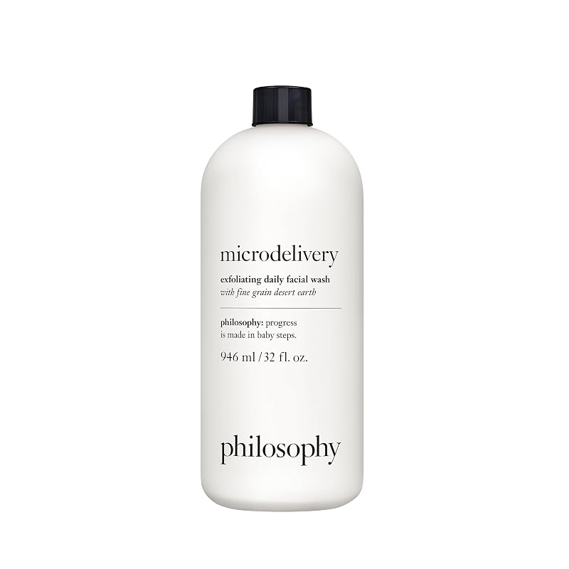 philosophy Microdelivery limpador facial esfoliante diário com grânulos finos de terra desértica e aminoácidos, frasco refil