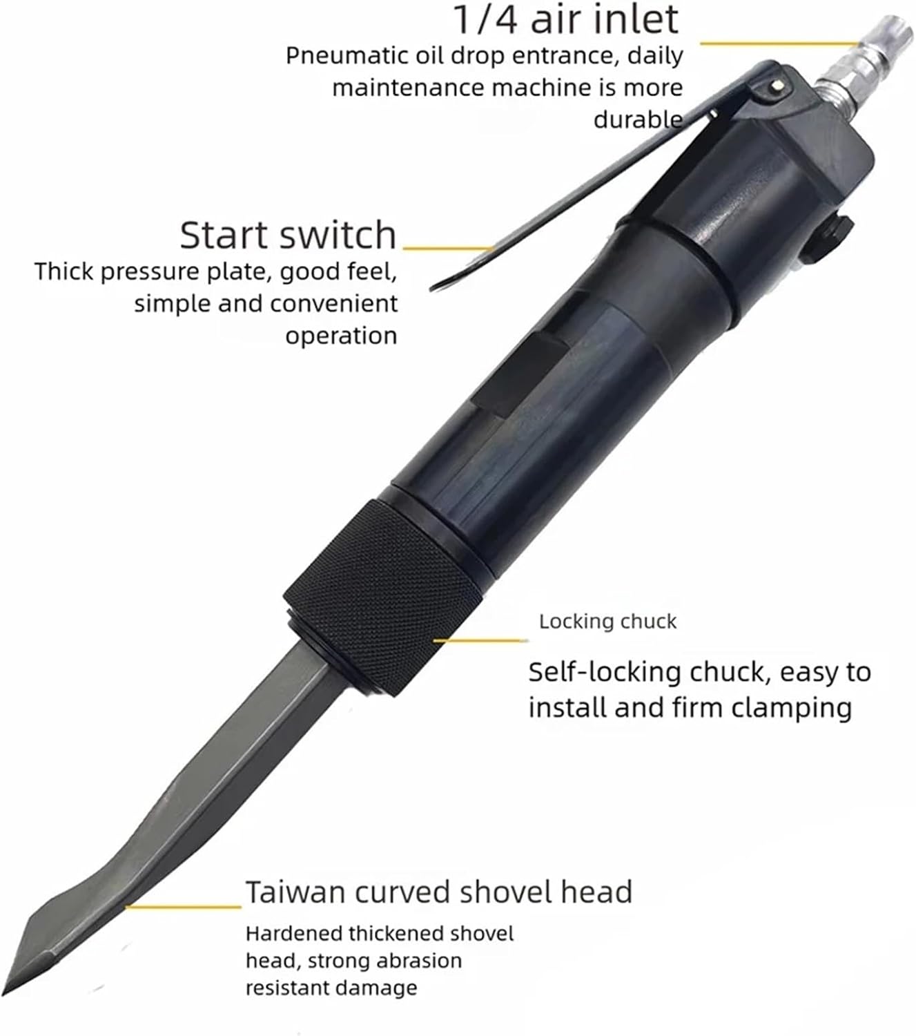 Air Hammer, T5 Straight Air Shovel Pneumatic Pick Pneumatic Chisel Rust Remover Pneumatic Hammer