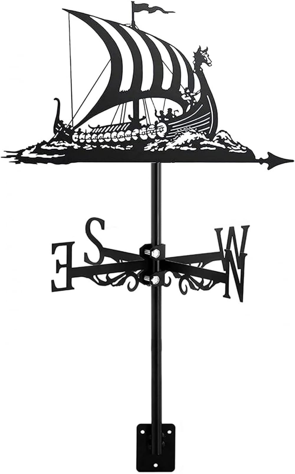 TAXXII Weather Vane Sailboat Style Roof Mount Ship Decoration Wind Direction Indicator Kit, Outdoor Garden Lawn Metal Bracket Vane-Dragon Boat