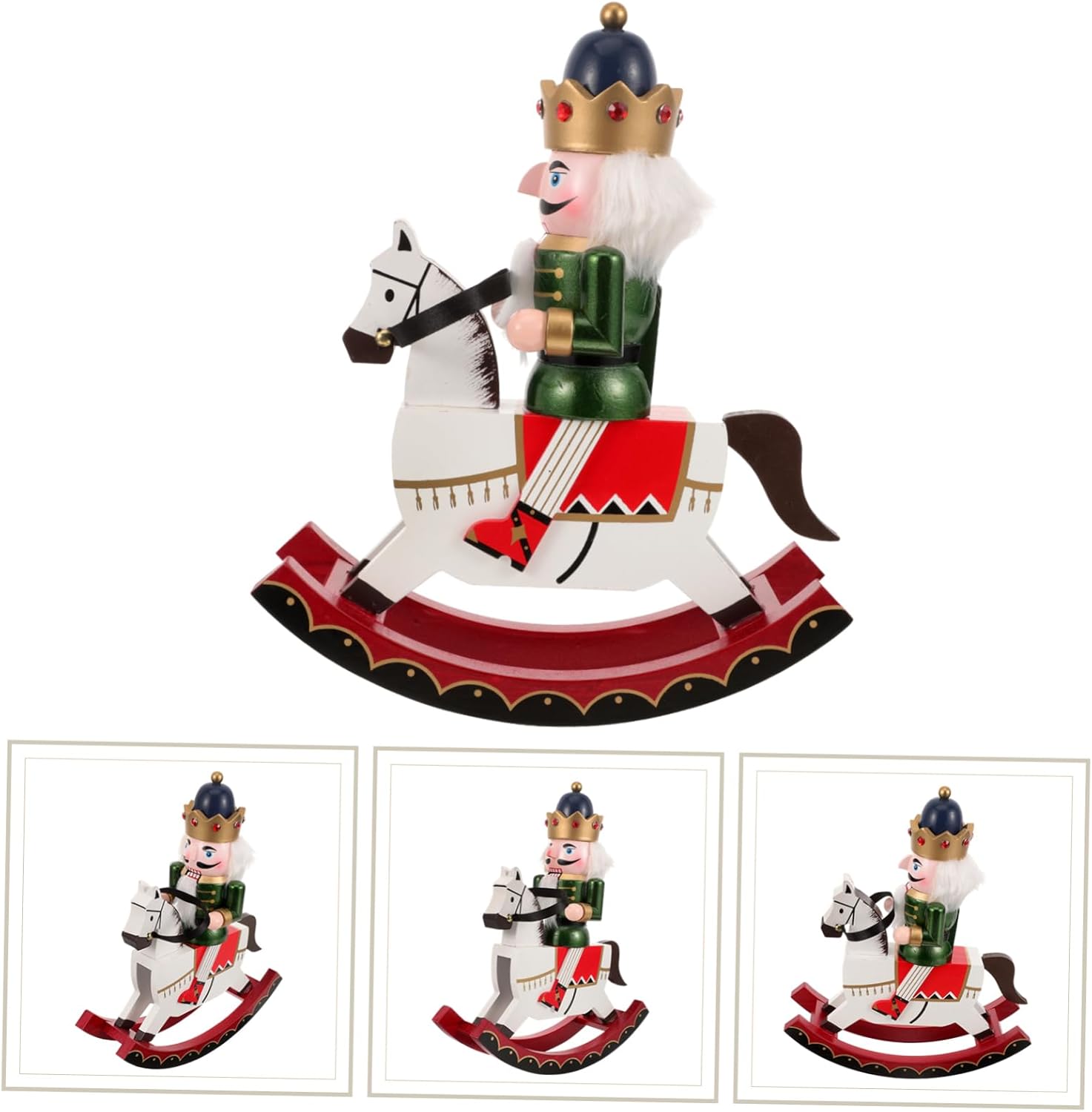 Kichvoe Wooden Nutcracker Soldier Figurine Green Traditional Christmas Decor Home Ornament Festive Nutcracker Craft for Desk Cabinet Party Favors and Holiday Display