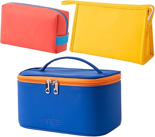 Bolsa de maquillaje para mujer, bolsa de maquillaje de viaje para niña, 2 unidades, bonita bolsa de maquillaje grande con bolsa para cepillos +