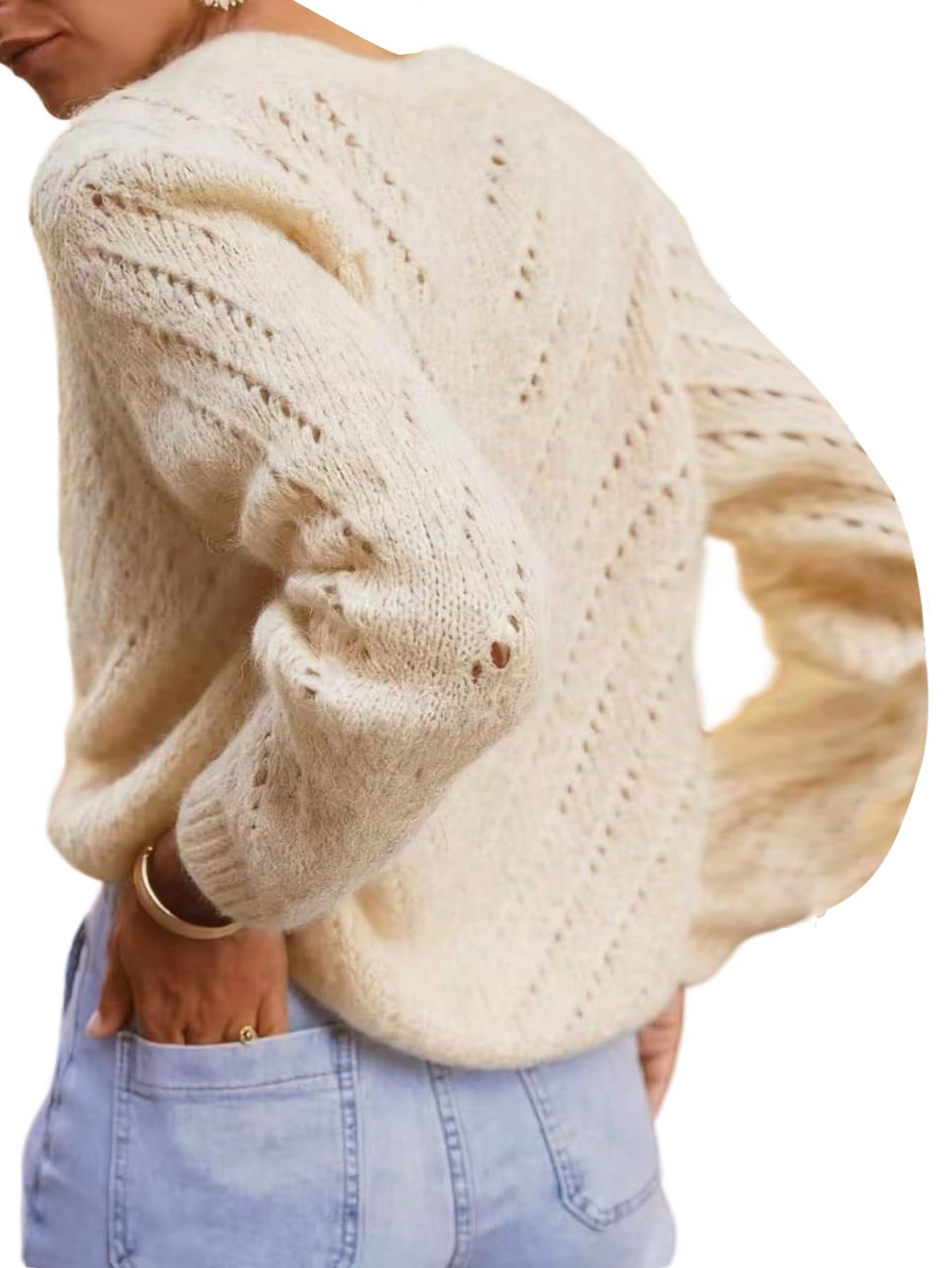 GORGLITTER Chaqueta de punto de manga larga para mujer, elegante, cuello en V, cárdigan para el tiempo libre, chaqueta suelta, ropa de otoño